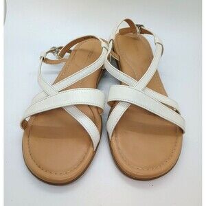 Rockport Sandals Womens 9M Off White Leather Adjustable Closure Strappy Flats